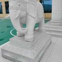 白山 白麻花岗岩动物异形石雕-大象