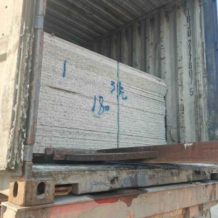 白山 芝麻白花岗岩石材3.0公分光面毛板装柜出货