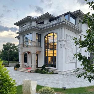 白山 白麻花岗岩私人别墅干挂石材豪华定制