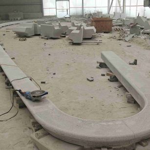 白山 芝麻白花岗岩弧形花坛石，坐凳石