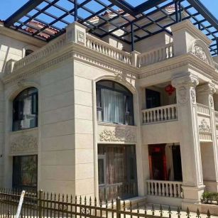 白山 黄金麻花岗岩荔枝面别墅外墙干挂