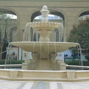 白山 黄金麻花岗岩异型加工——户外庭院石雕流水喷泉