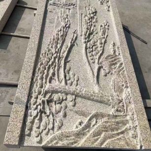 白山 黄金麻雕刻板浮雕迎客松