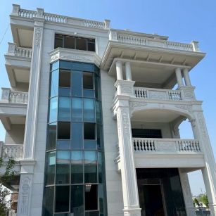 白山 白麻花岗岩别墅外墙干挂效果展示