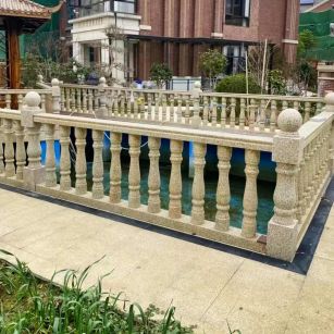 白山黄金麻花岗岩石材栏杆，扶手，将军柱，花瓶柱