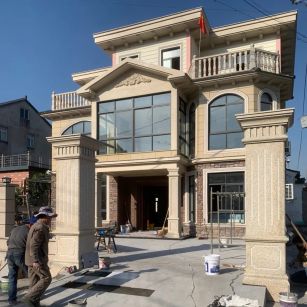 白山 黄金麻花岗岩荔枝面别墅外墙干挂私家专属