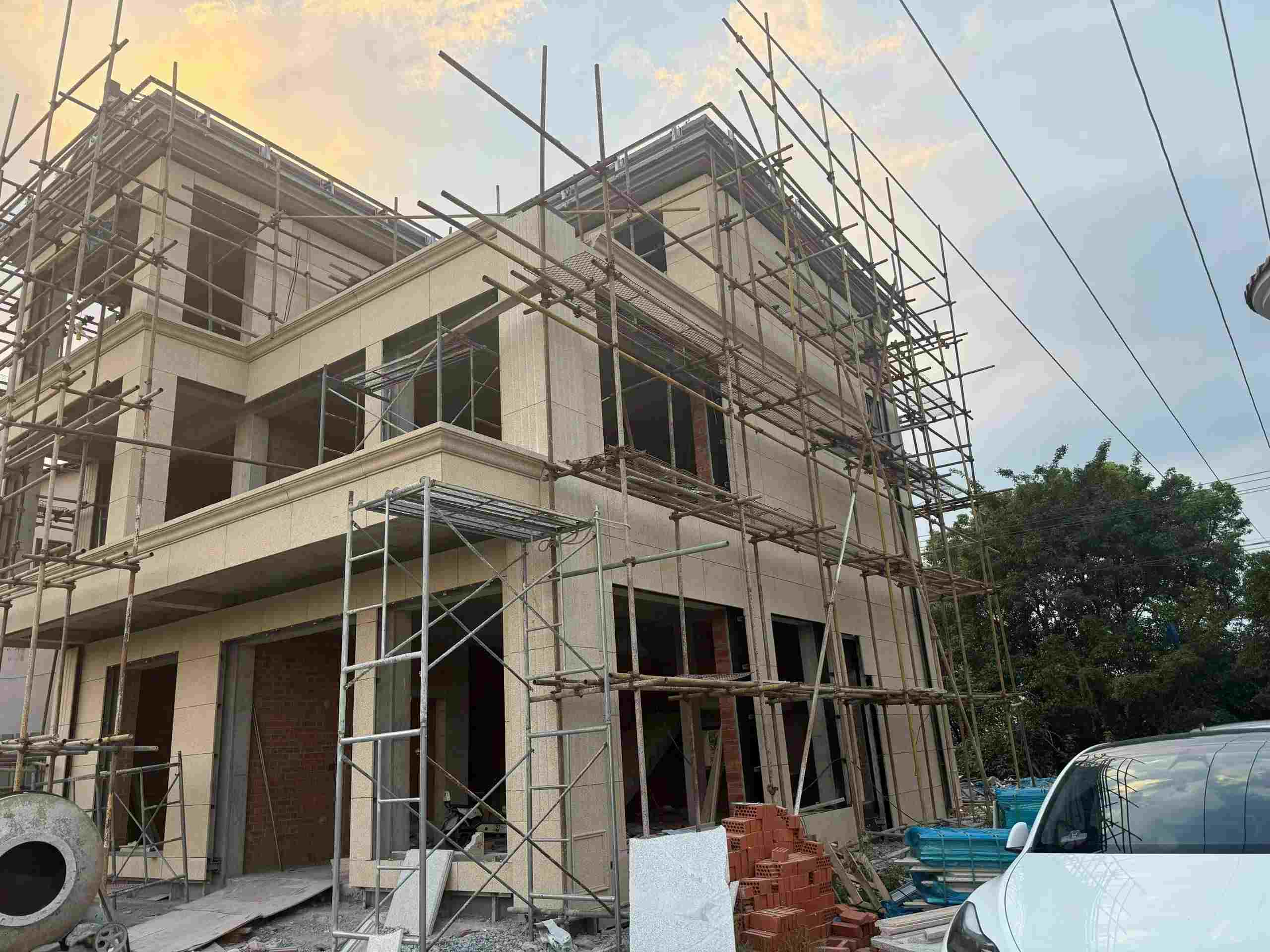 白山 黄金麻荔枝面花岗岩外墙干挂