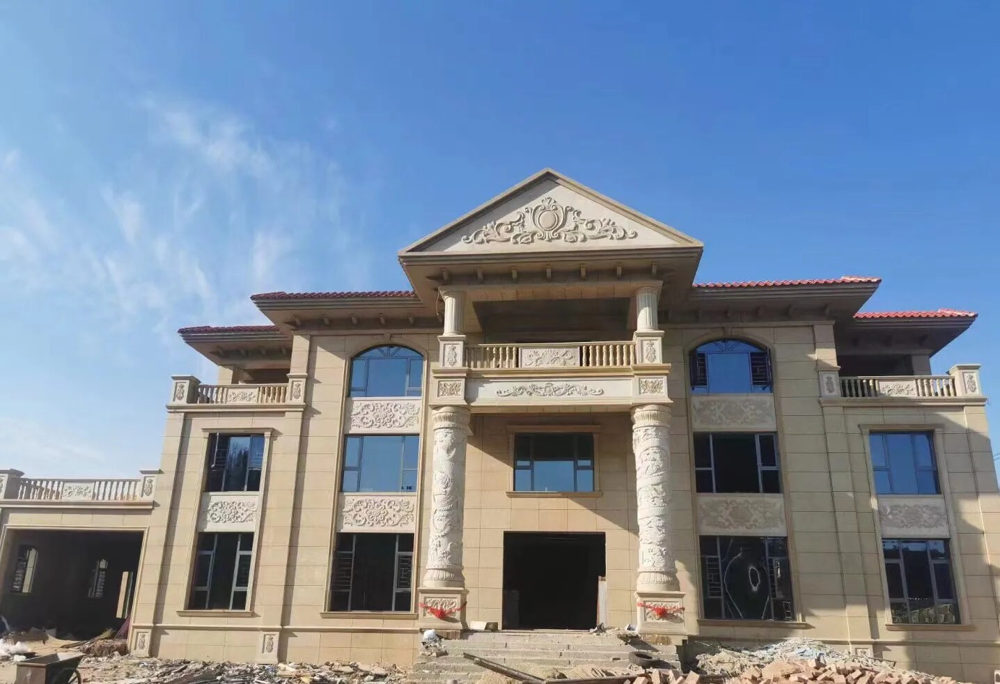 白山 黄金麻花岗岩别墅外墙干挂